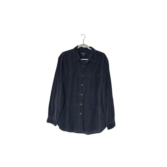 Cherokee Mens Long-Sleeve Button-Up Corduroy Black Shirt L Fall Basic Layering - Picture 1 of 6